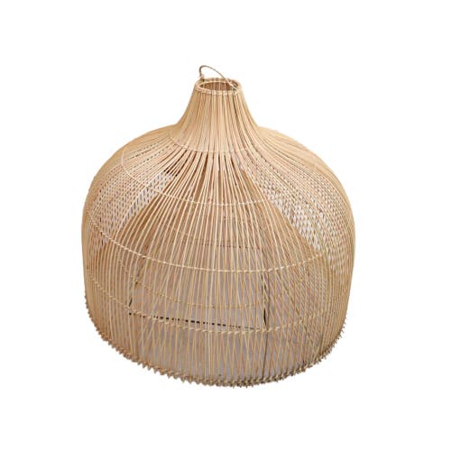 Pink Haley Sienna Dome Shape Rattan Pendant Light Fitting In Brown