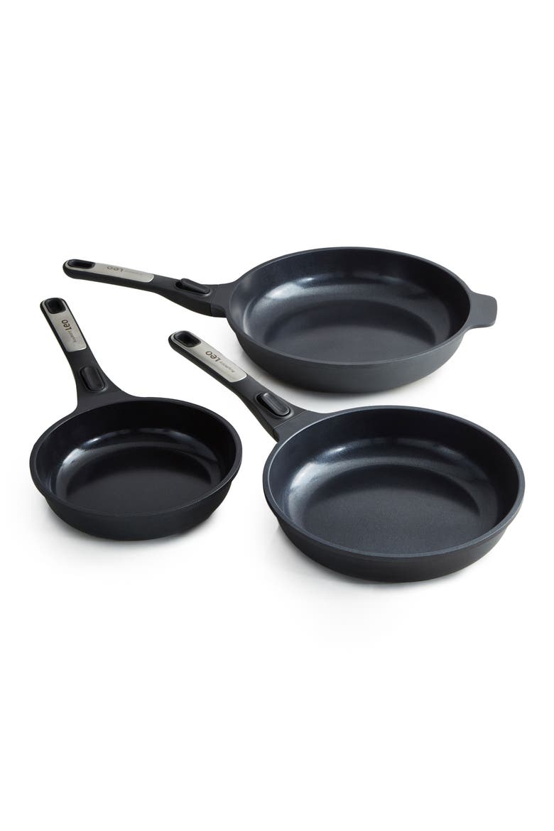 Leo Phantom 3-Piece Fry Pan Set, Main, color, BLACK