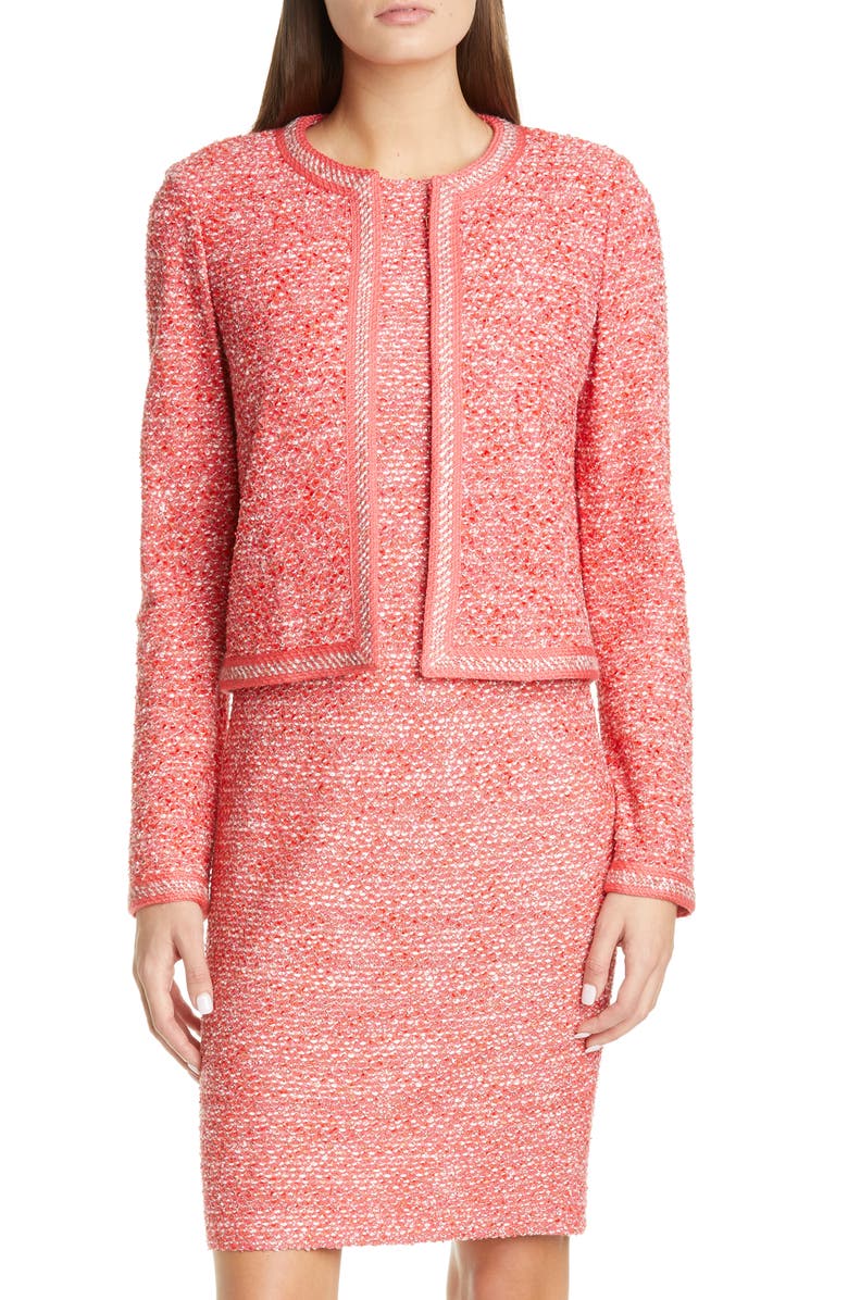 St. John Collection Marled Space Dye Tweed Knit Jacket, Main, color,