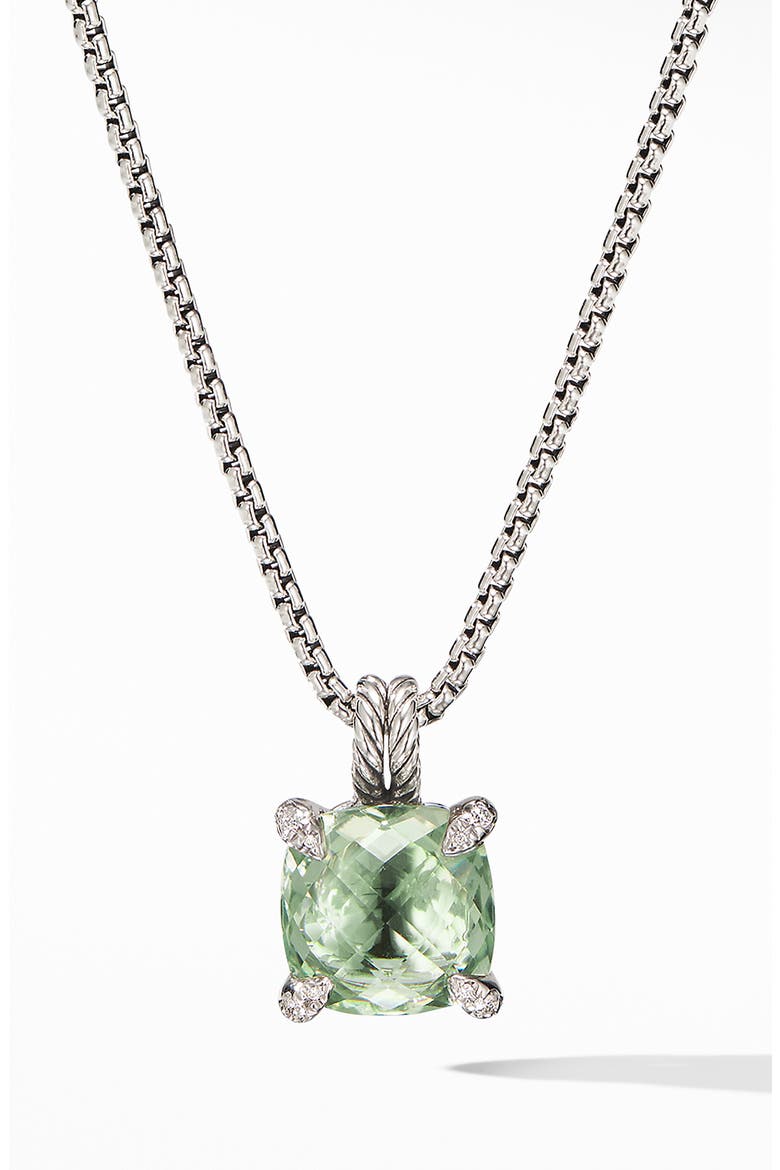 Châtelaine Prasiolite Pendant Necklace with Diamonds, Main, color, NEW PRASIOLITE