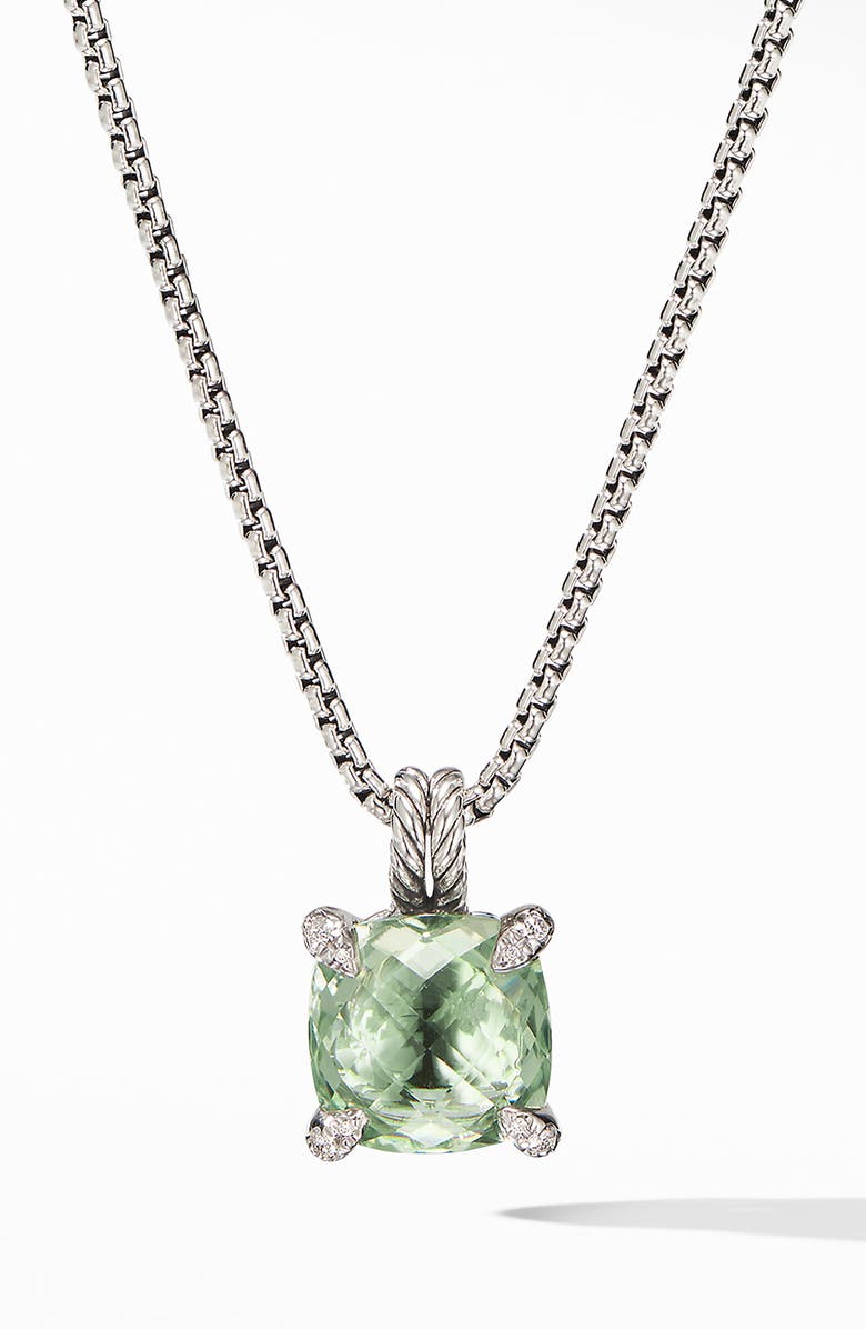 David Yurman Châtelaine Prasiolite Pendant Necklace with Diamonds, Main, color, 