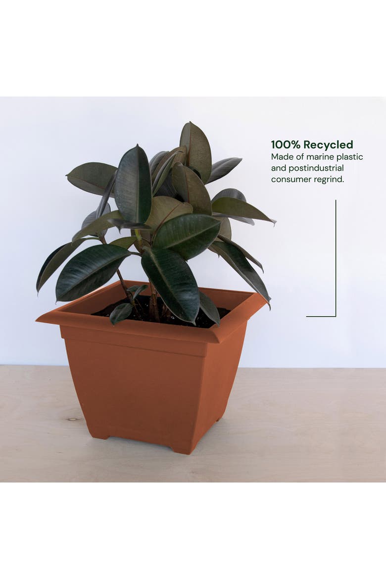 15" Dayton Square Deck Planter, Terra Cotta, Alternate, color, Brown