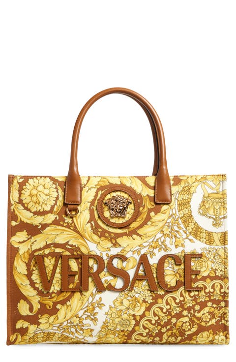 La Medusa Logo Floral Canvas Tote