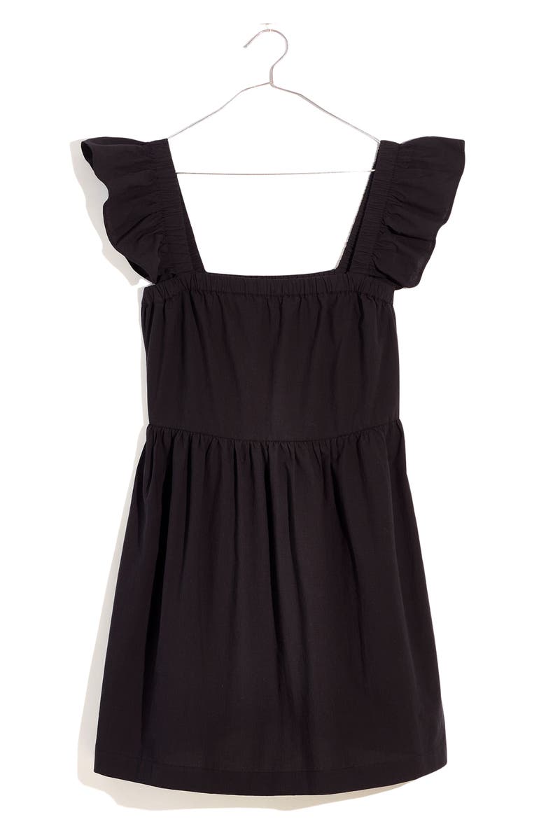 Flutter Sleeve Square Neck Cotton Dress, Alternate, color, TRUE BLACK