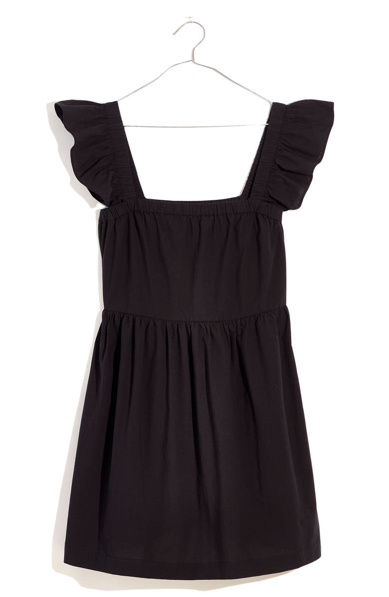 Madewell Flutter Sleeve Square Neck Cotton Dress, Alternate, color, 