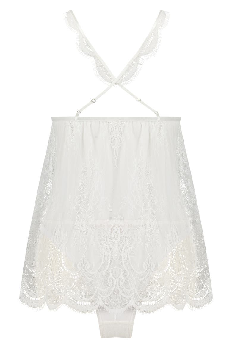 Bridal Lace Babydoll Chemise, Alternate, color, WHITE