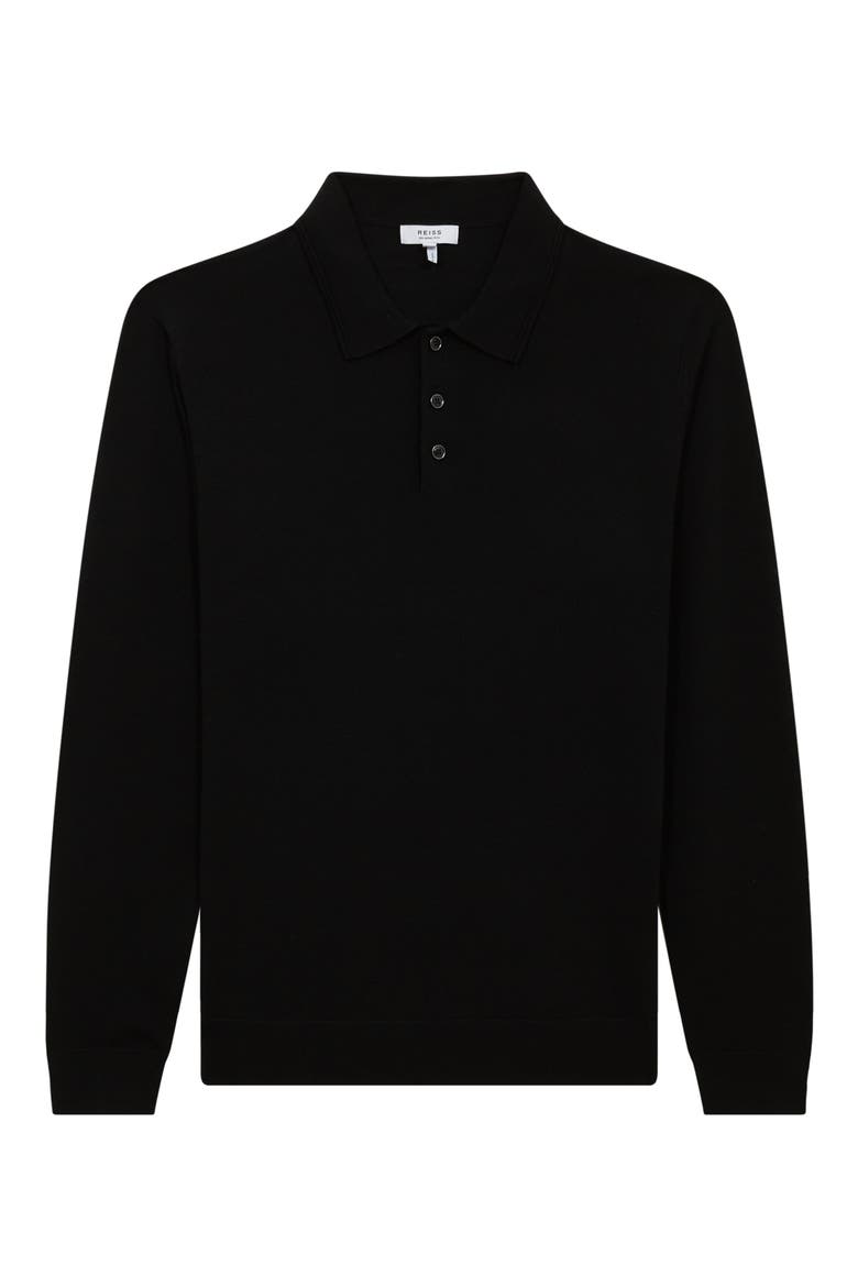 Trafford Long Sleeve Wool Polo Sweater, Alternate, color, BLACK