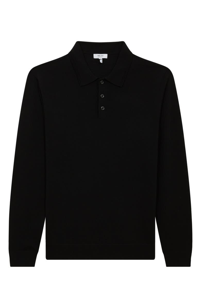 Reiss Trafford Long Sleeve Wool Polo Sweater, Alternate, color, Black
