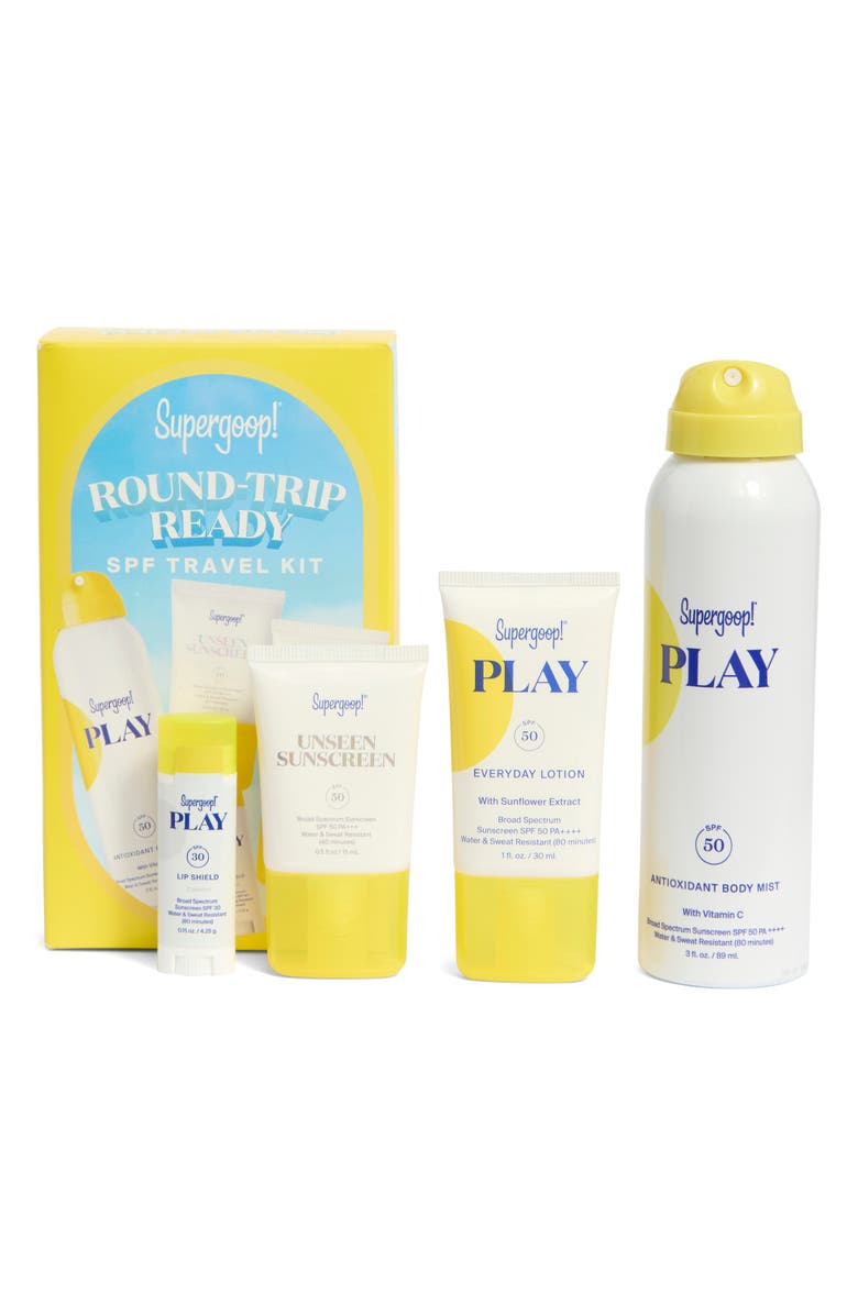 Supergoop!<sup>®</sup> Round Trip Ready 4-Piece SPF Travel Kit $58 Value, Alternate, color, 