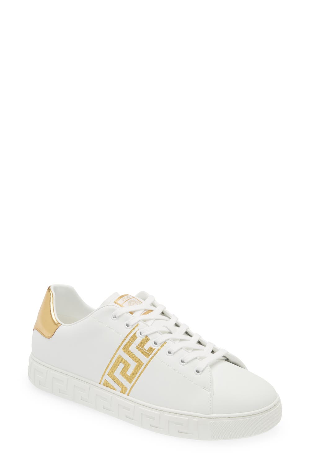 Barocco Greca Jacquard Low Top Sneaker, color, 2W110-WHITE GOLD