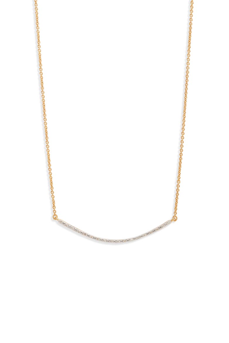 Riva Smile Diamond Bar Necklace, Main, color, YELLOW GOLD/ DIAMOND