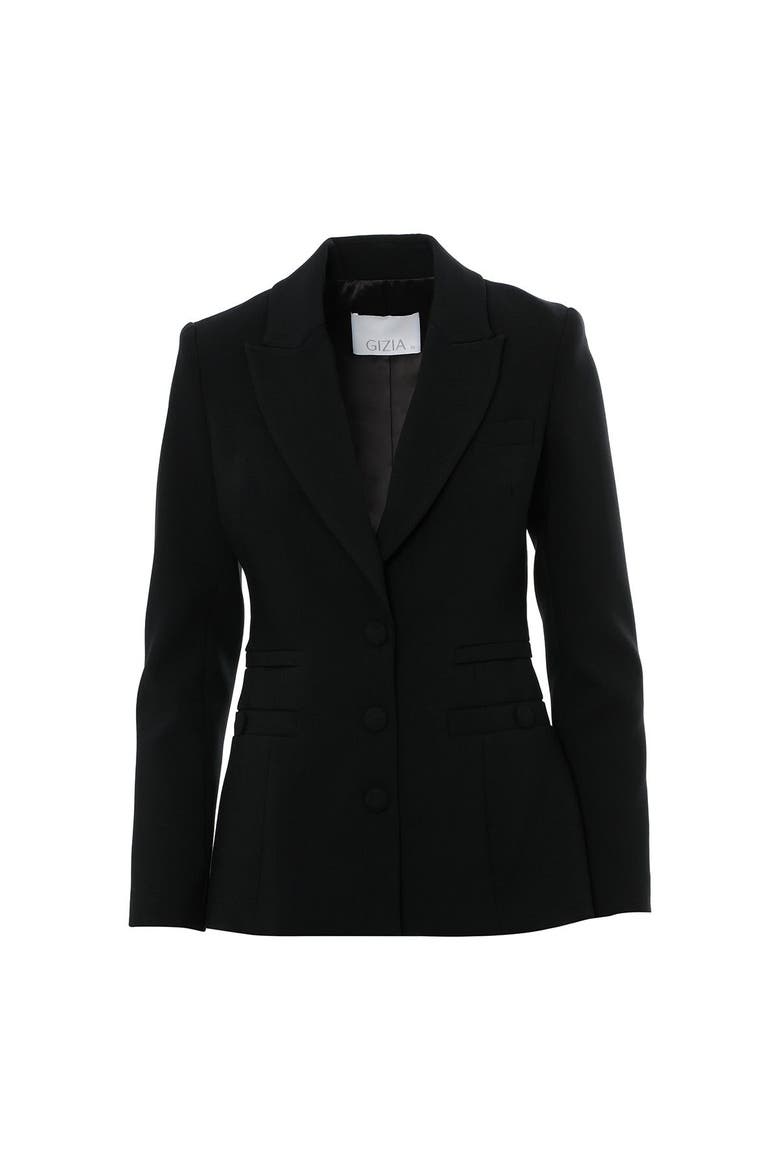 Snap Detail Shoulder Pad Pleated Pocket Lined Black Jacket, Main, color, Black