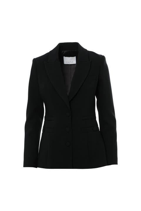 Snap Detail Shoulder Pad Pleated Pocket Lined Black Jacket