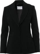 Gizia Snap Detail Shoulder Pad Pleated Pocket Lined Black Jacket
