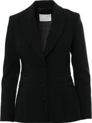Gizia Snap Detail Shoulder Pad Pleated Pocket Lined Black Jacket