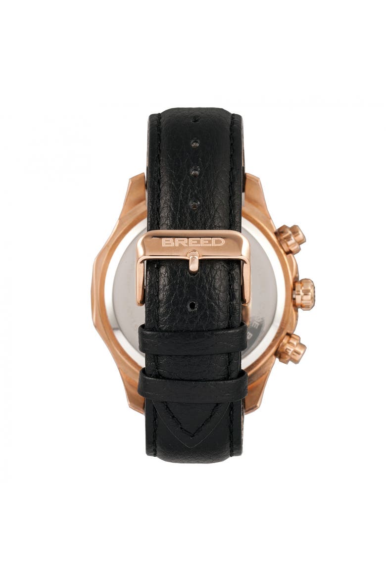 Lacroix Chronograph Leather-Band Watch, Alternate, color, Rose Gold/Black