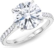 HauteCarat Round Brilliant Cut Pavé Lab Grown Diamond Ring