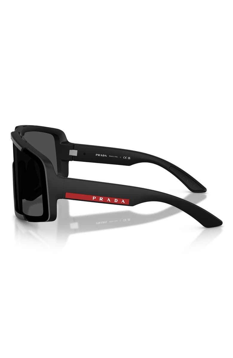 Prada Linea Rossa 144mm Shield Sunglasses, Alternate, color, Matte Black / Dark Grey