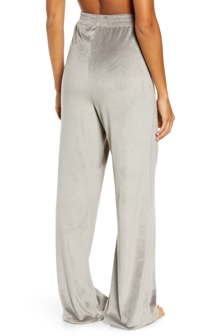Velour Wide Leg Pants, Alternate, color, SMOKE