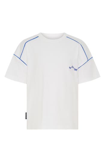 Tiny Tribe Kids' Mr. Nice Guy Piped Cotton Graphic T-shirt In White