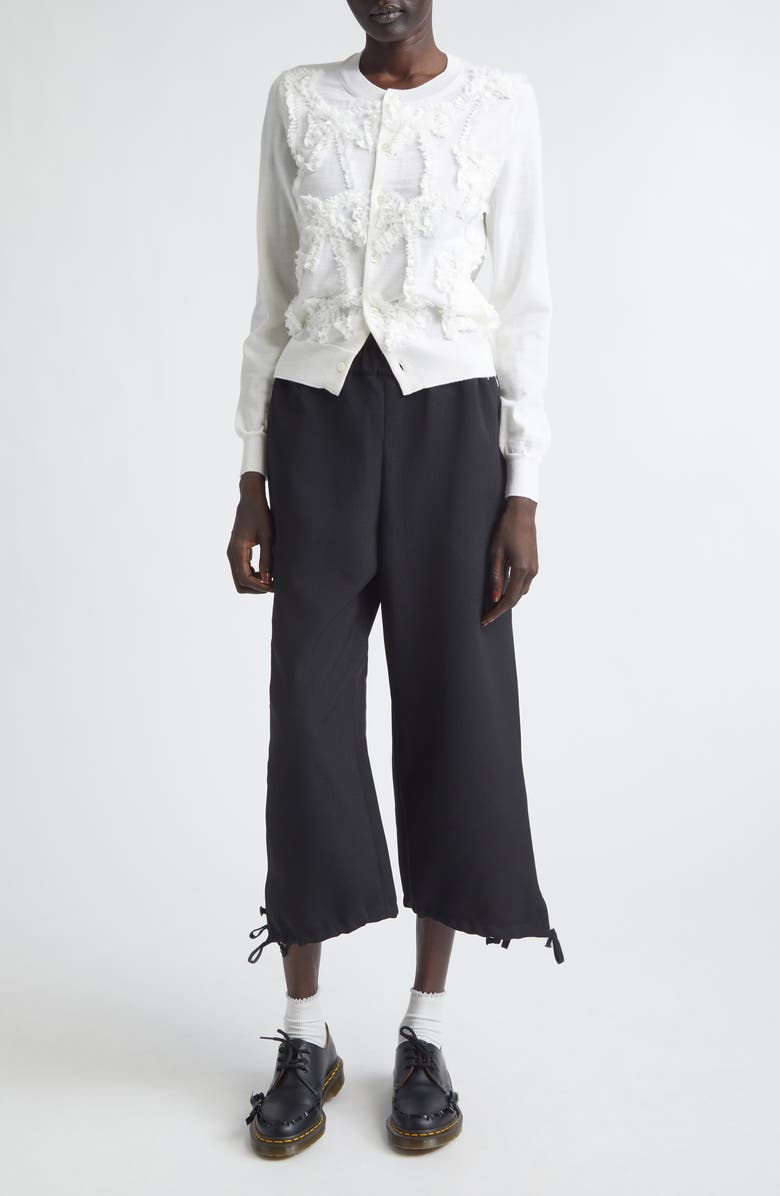 Comme des Garçons Girl Crop Gabardine Wide Leg Pants, Alternate, color, Black