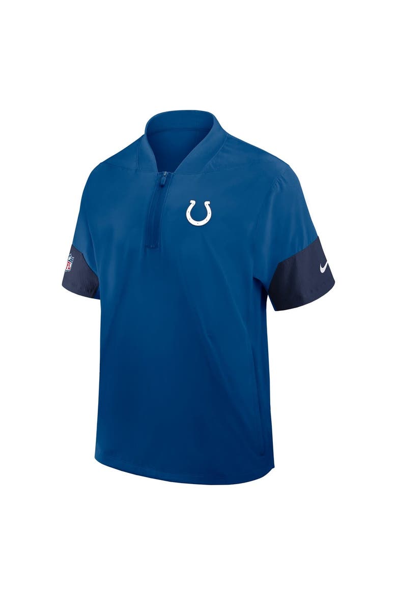 Men's Nike Royal Indianapolis Colts Sideline Short Sleeve Quarter-Zip Performance Coach Jacket, Alternate, color, Royal