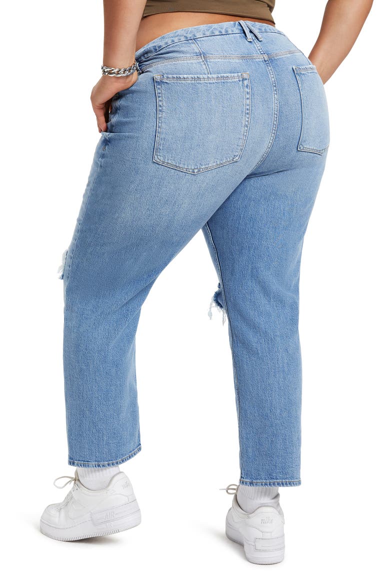 Good American Good '90s Icon Distressed High Waist Crop Straight Leg ...