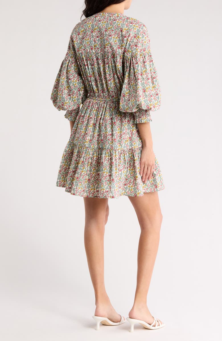 Maisie Floral Balloon Sleeve Cotton Minidress, Alternate, color,