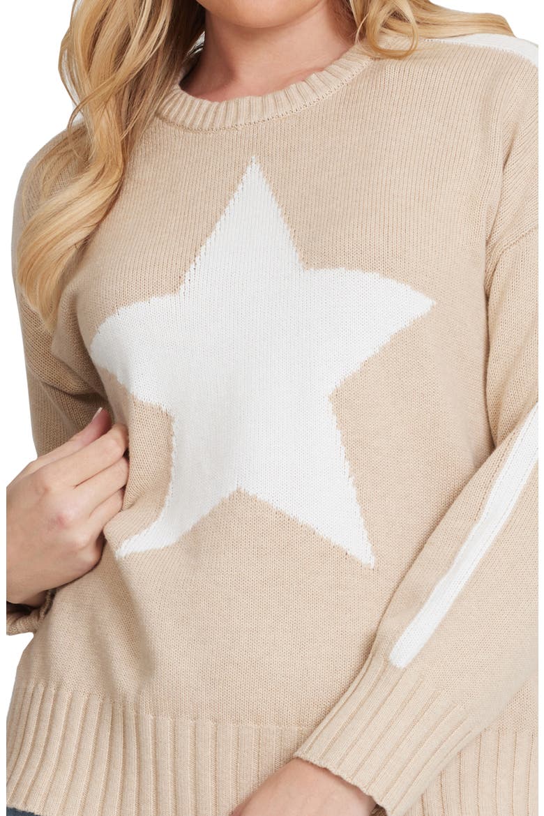 Star Cotton & Cashmere Crewneck Sweater, Alternate, color, BROWN SUGAR/ WHITE
