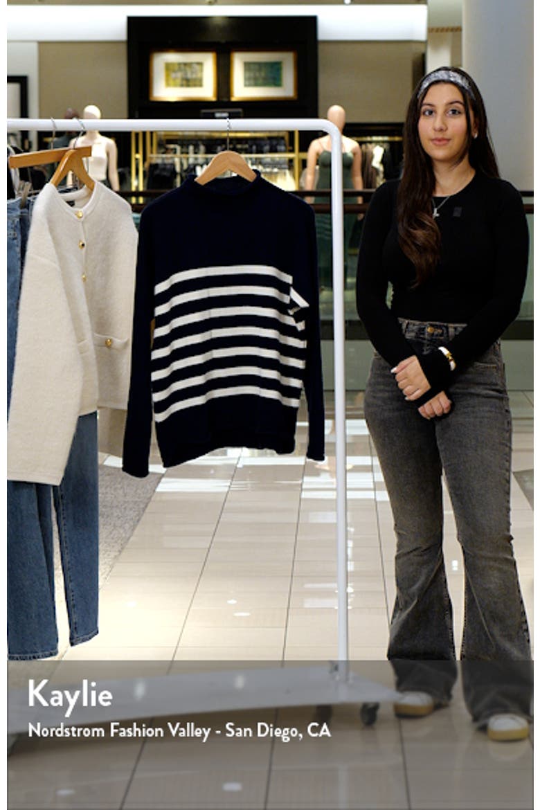 Monterey Stripe Cotton Funnel Neck Sweater video