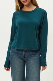 Michael Stars Aiko Rolled Edge Long Sleeve Cotton T-Shirt