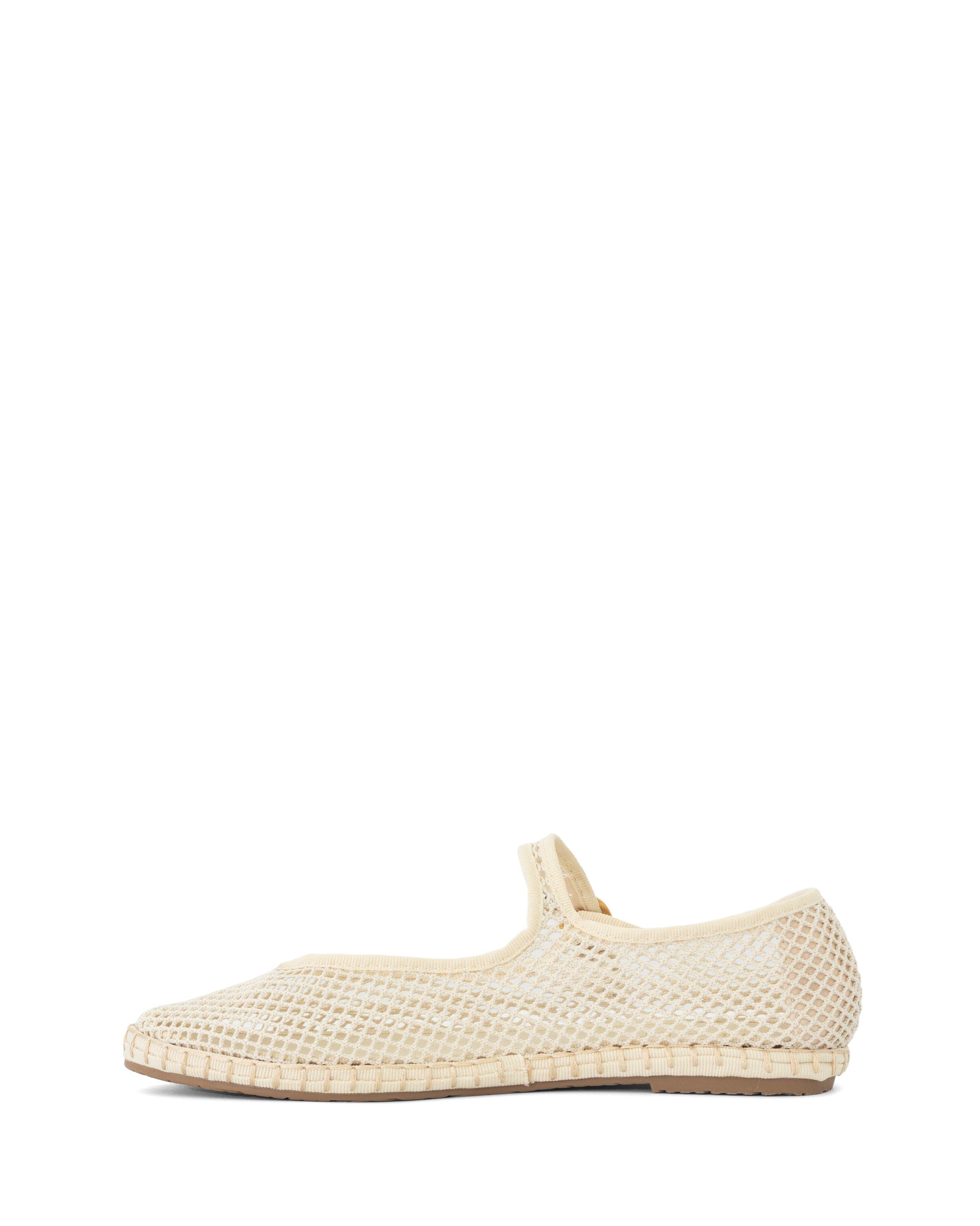 ALICANTE Round Toe mary jane ballet flats, Alternate, color, Off White Mesh