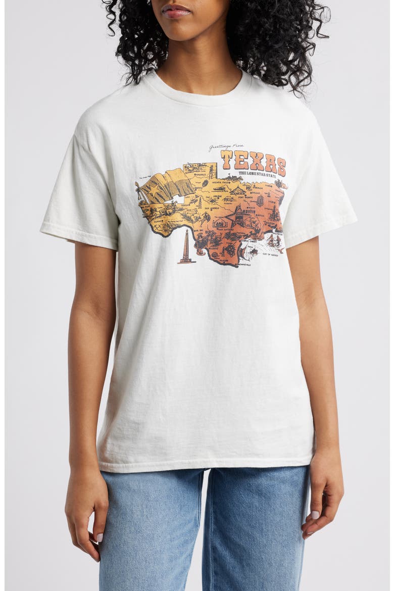 Texas Cotton Graphic Boyfriend T-Shirt, Main, color, WHITE