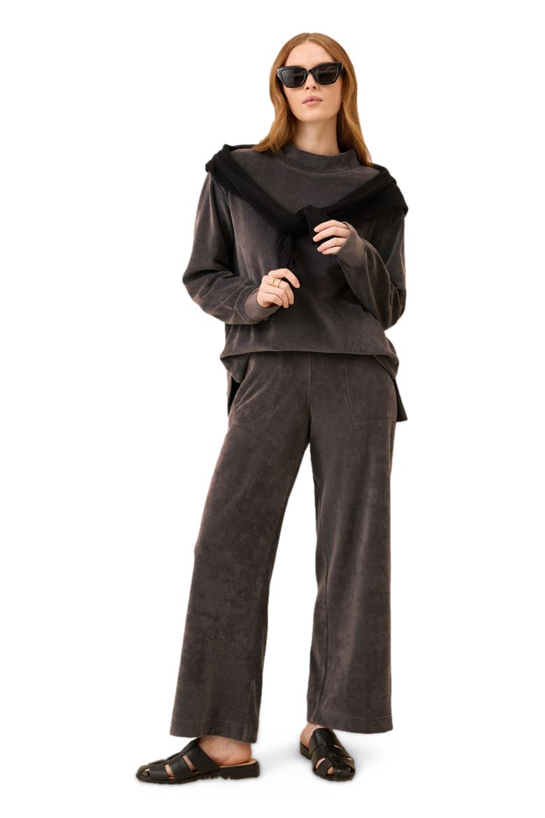 Organic Cotton Pure Velour Cozy Pullover, Alternate, color, Graphite