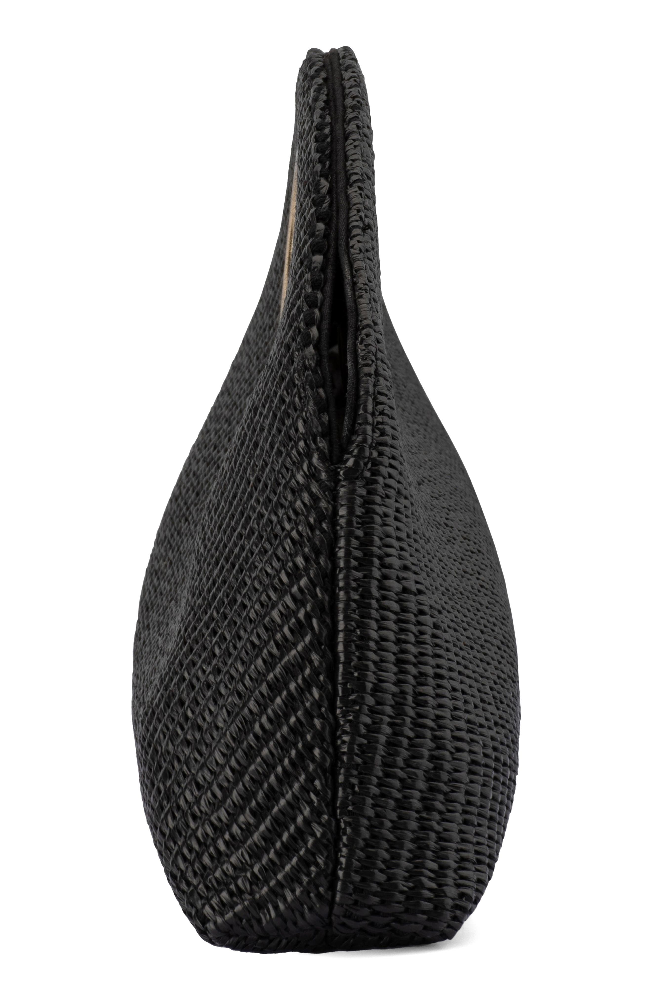 Olga Berg Geena Straw Clutch, Alternate, color, Black