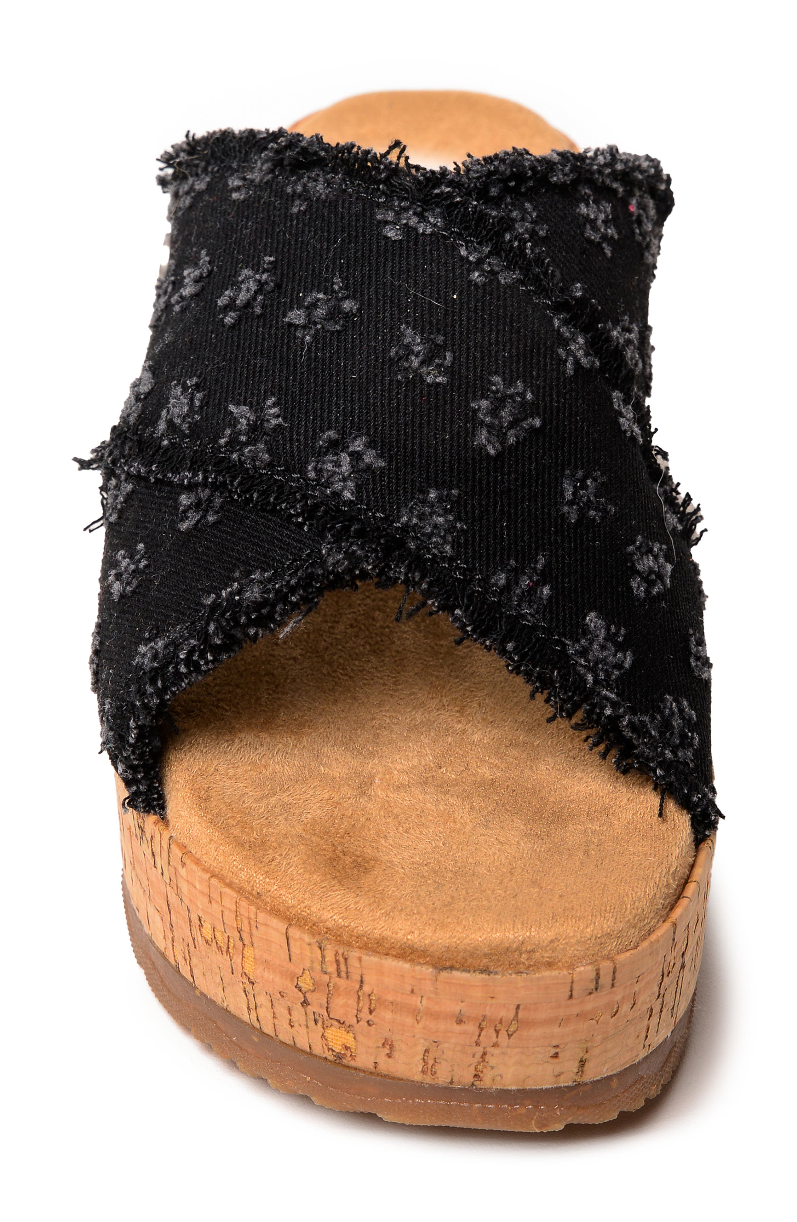 Posey Platform Wedge Slide Sandal, Alternate, color, BLACK DISTRESSED DENIM