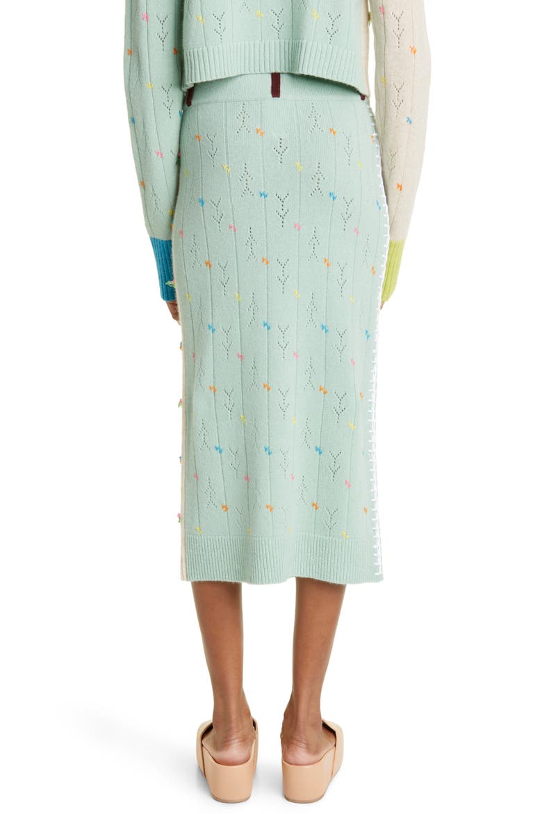 Rosie Pointelle Wool Midi Skirt (Nordstrom Exclusive), Alternate, color, LICHEN/ OATMEAL