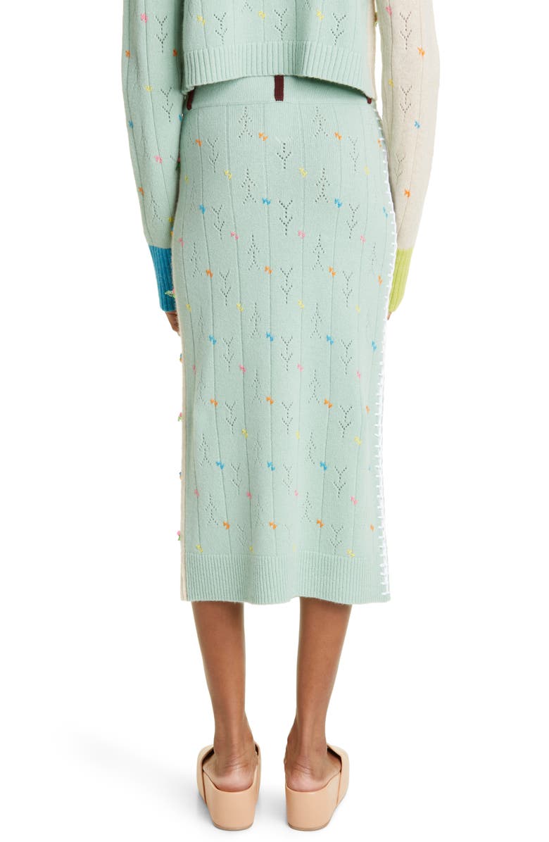YanYan Rosie Pointelle Wool Midi Skirt, Alternate, color, 
