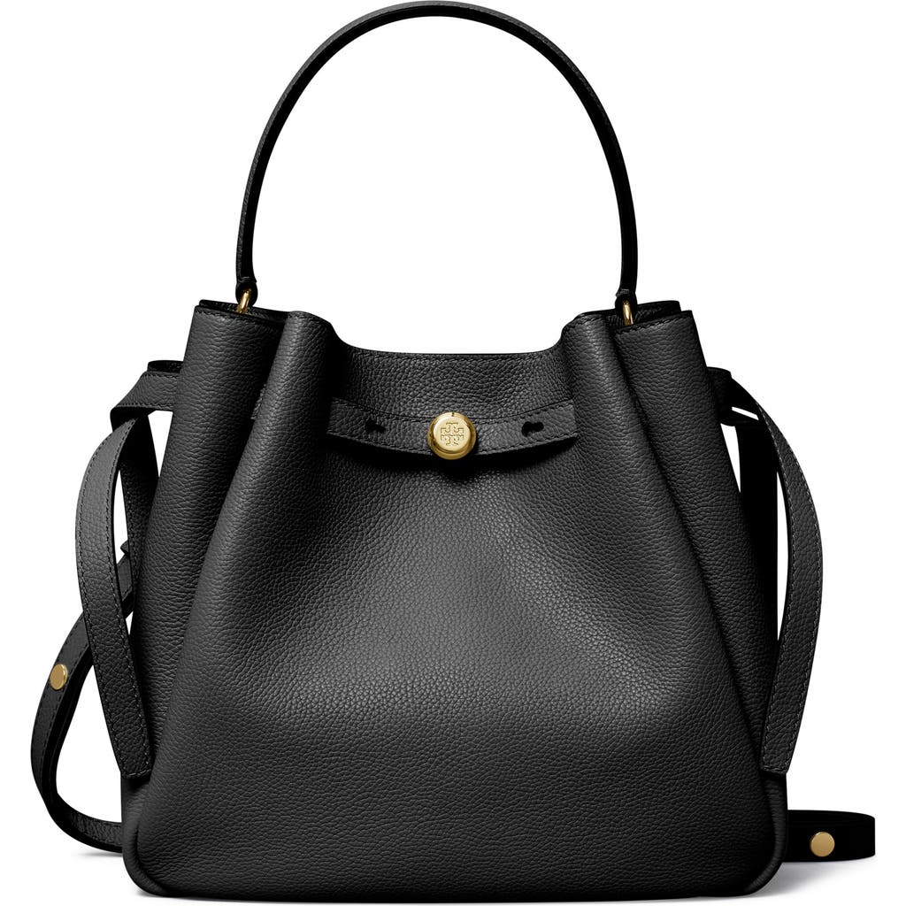 Tory Burch Romy Pebbled Small Bucket Bag Black