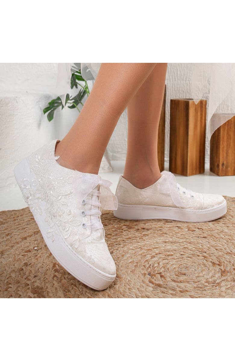 Forever & Always Shoes Elise Lace Bridal Sneakers, Alternate, color, Ivory