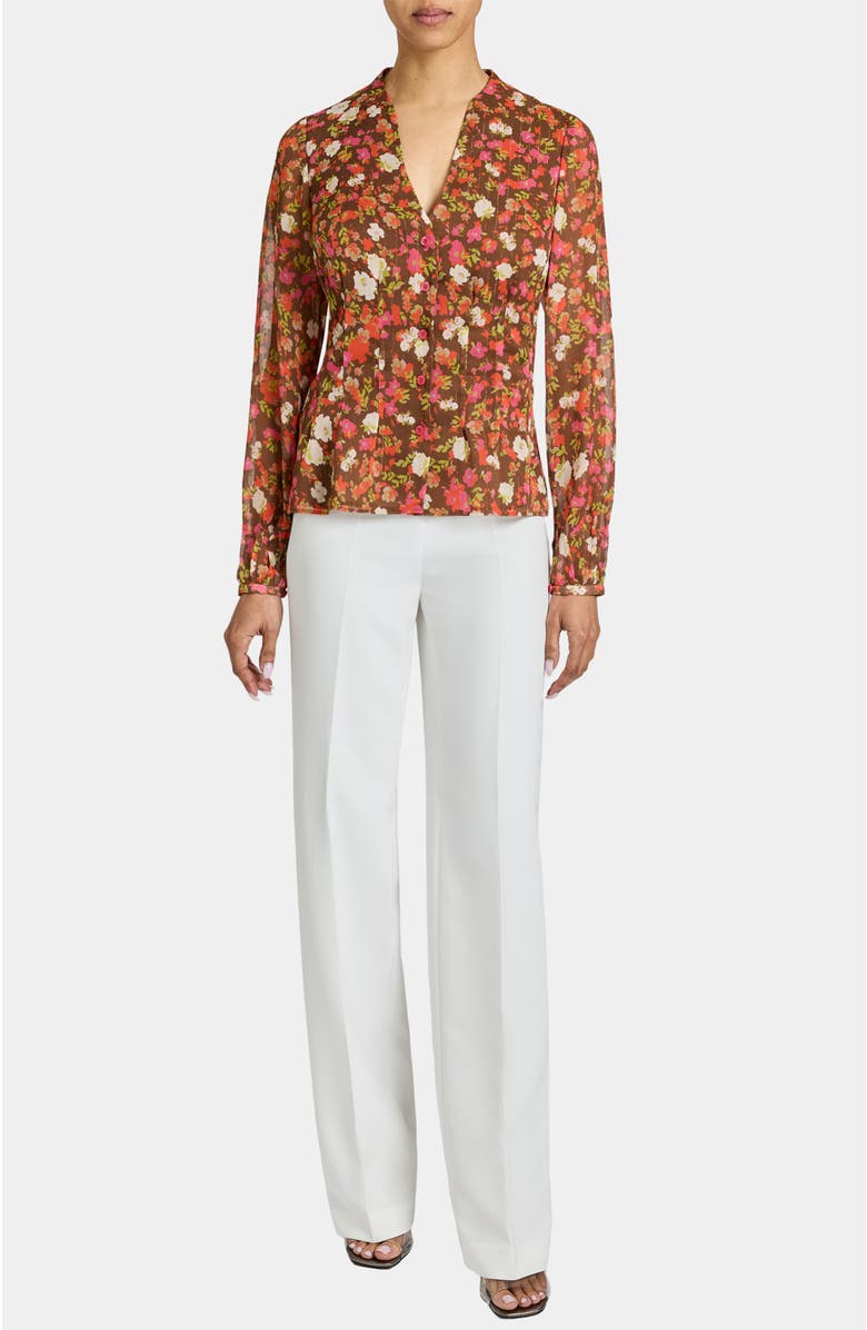 Santorelli WINNIE Long Sleeve Buttoned Blouse, Alternate, color, Coconut Multi