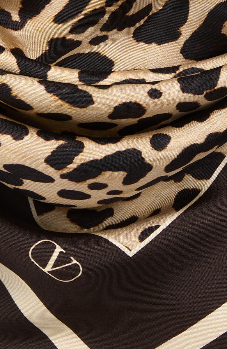 Valentino Garavani Leopard Print Silk Square Scarf, Alternate, color, Multicolor Animalier