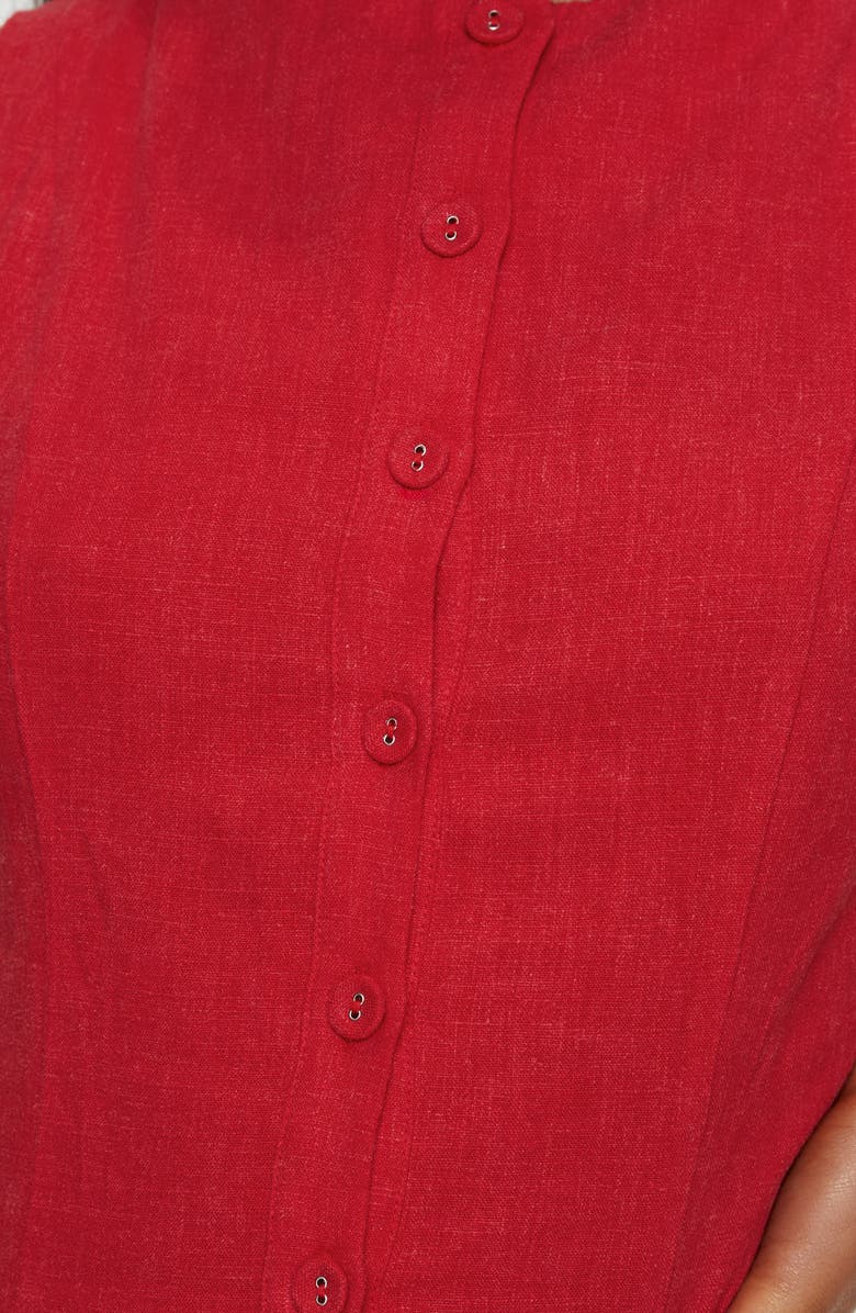 Princess Polly Dollie Linen Blend Button-Up Minidress, Alternate, color, Red