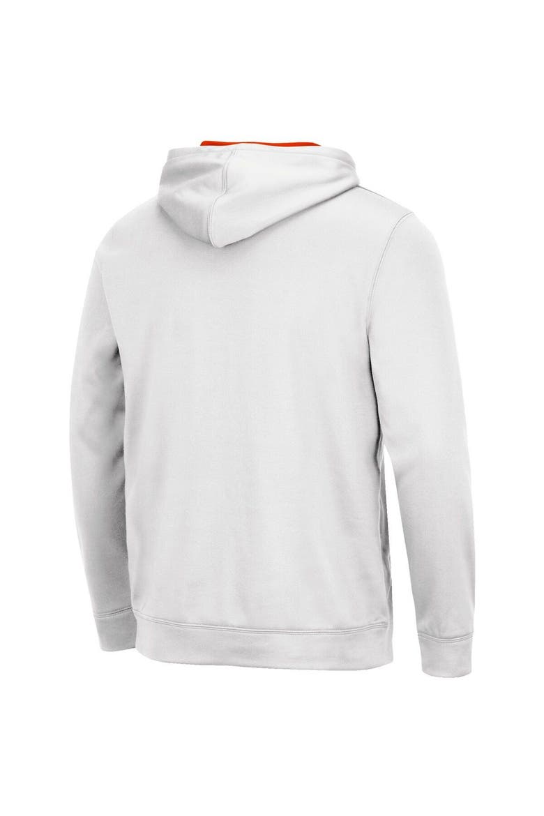 Men's Colosseum White Clemson Tigers Slash Stack 2.0 Pullover Hoodie, Alternate, color, White