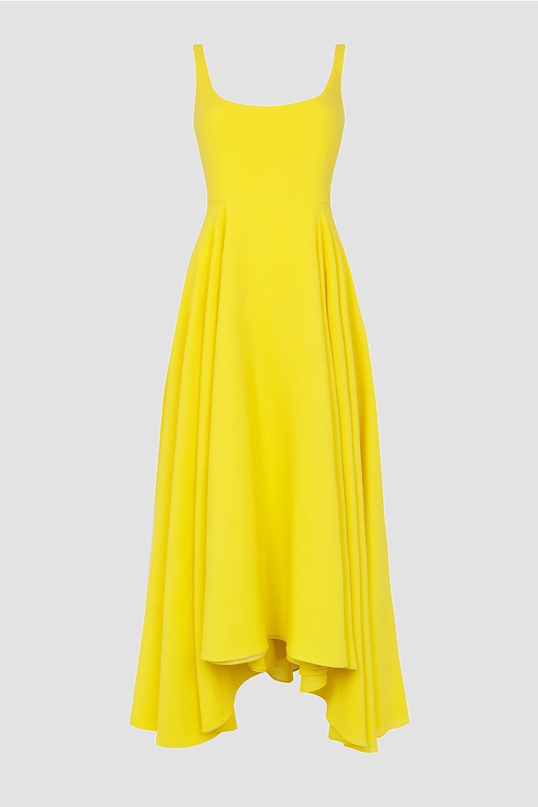 Awn Crepe Floaty Midi Dress, Alternate, color, Jaune