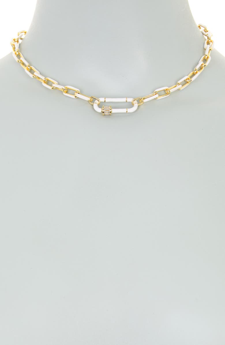 Juvell 18K Gold Plate Enamel & CZ Chain Necklace, Alternate, color, 