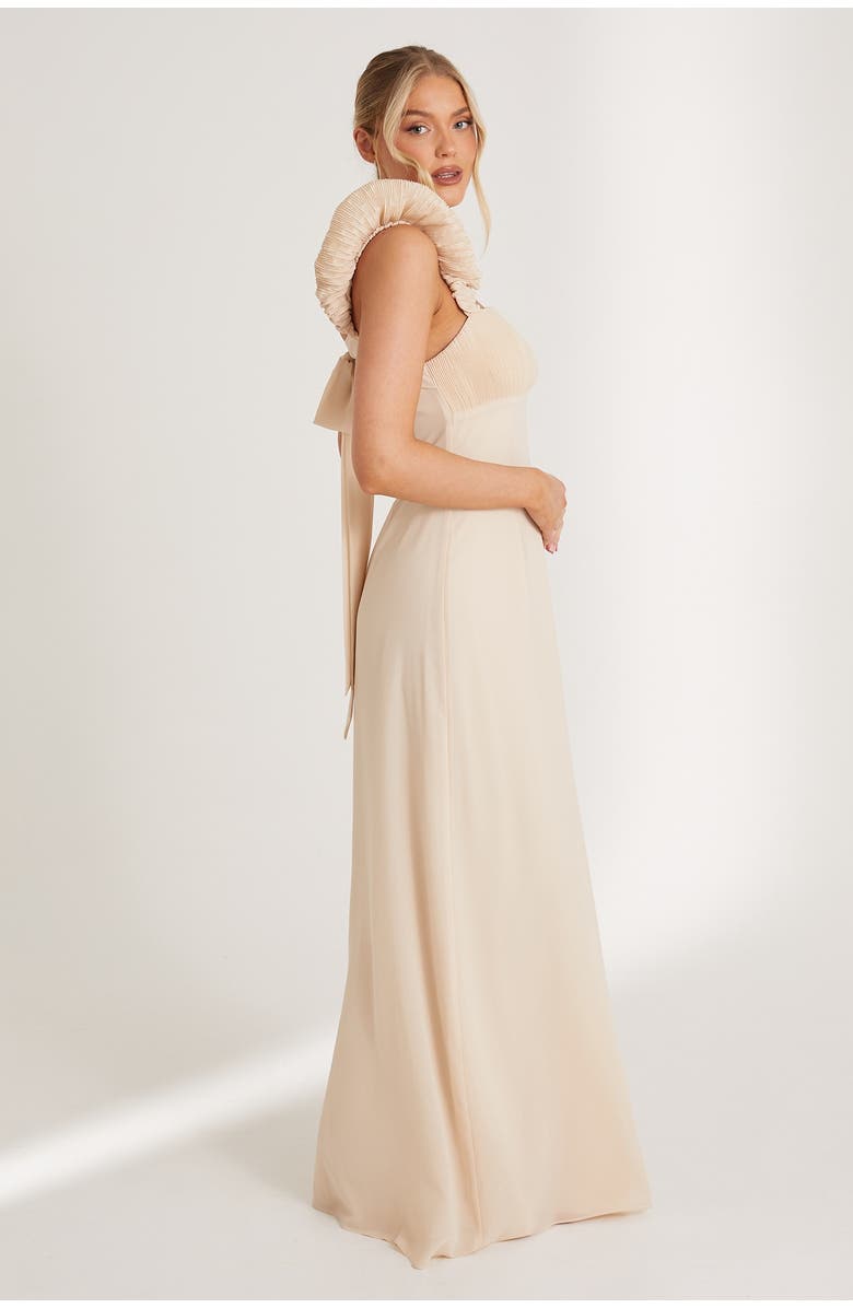 Six Stories Pleated Shoulder Bridesmaid Dress, Alternate, color, Cream