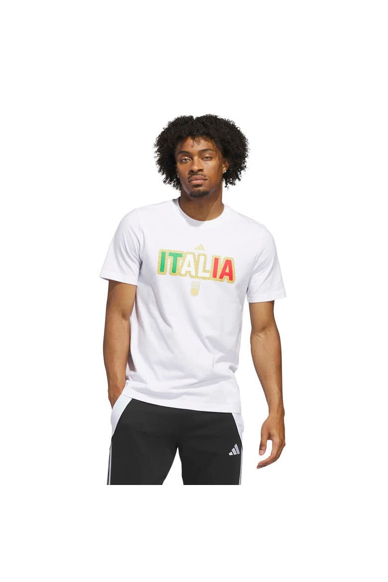 Men's adidas White Italy National Team Jersey Hook T-Shirt (Men