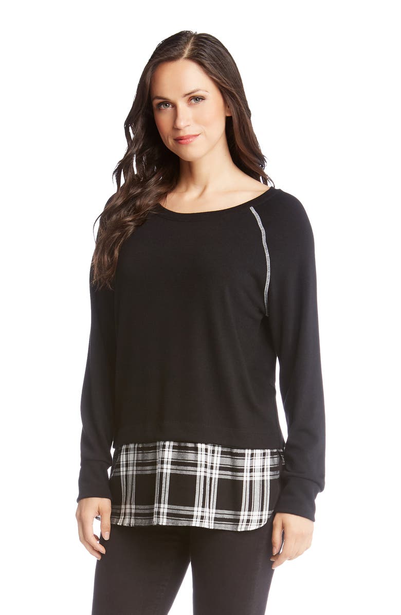 Karen Kane Plaid Hem Sweater, Alternate, color,