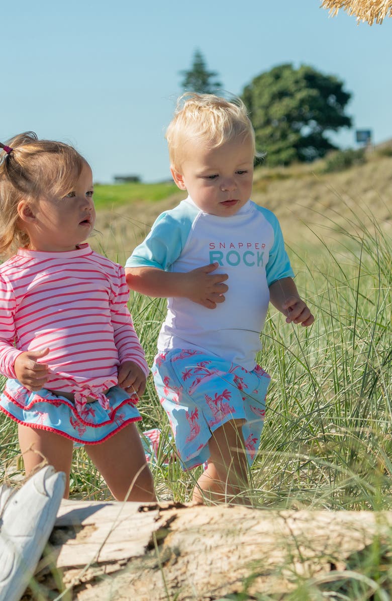 Snapper Rock Kids' Lighthouse Island Two-Piece Rashguard Swimsuit, Alternate, color, Blue